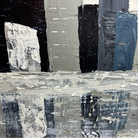 NWT Original Artwork Acrylic on Canvas 10 x 20” City On the lake - Picture 10 of 16